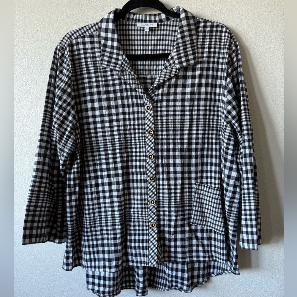 Habitat Black and White Plaid Button Down Shirt